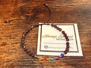 chakras bracelet with garnet stones - alwaysspecialgifts.com