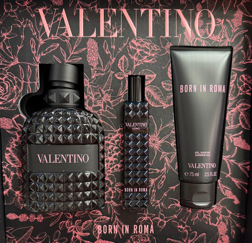 valentino uomo born in roma 3pcs gift set eau de parfum 3.4oz for mens - alwaysspecialgifts.com