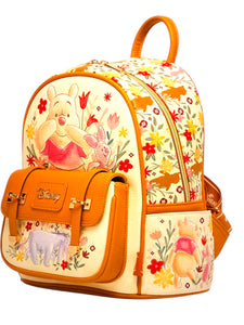 disney winnie the pooh and friends floral wonda pop vegan leather fashion minnie bagpack - alwaysspecialgifts.com