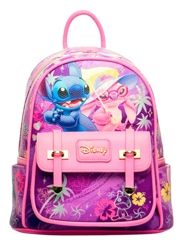 disney stitch and angel  vegan leather fashion backpack - alwaysspecialgifts.com