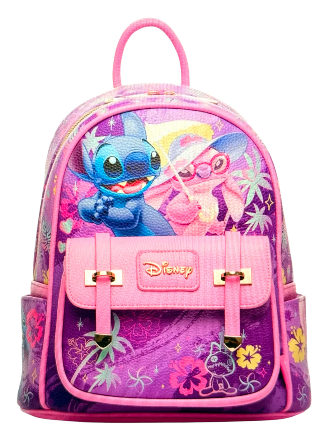 disney stitch and angel  vegan leather fashion backpack - alwaysspecialgifts.com