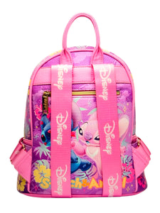 disney stitch and angel  vegan leather fashion backpack - alwaysspecialgifts.com