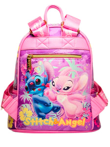 disney stitch and angel  vegan leather fashion backpack - alwaysspecialgifts.com