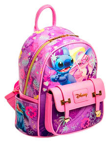 disney stitch and angel  vegan leather fashion backpack - alwaysspecialgifts.com