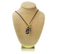 Load image into Gallery viewer, amethyst pendant necklace wrapped with gold wire - alwaysspecialgifts.com